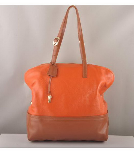 Fendi FF Zucca Shopper Orange & Earth Yellow Leather