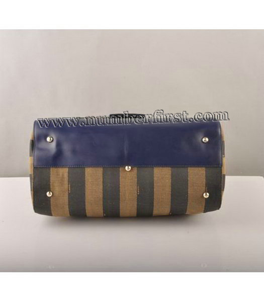 Fendi Flap Bag Blue Cow Leather with Canvas Trim-3