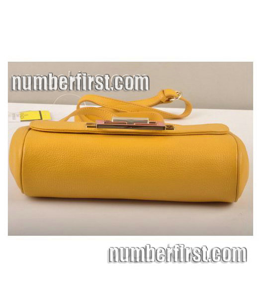 Fendi Flap Calfskin Leather Small Shoulder Bag Yellow-3