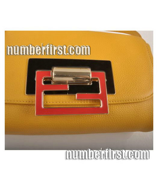 Fendi Flap Calfskin Leather Small Shoulder Bag Yellow-4