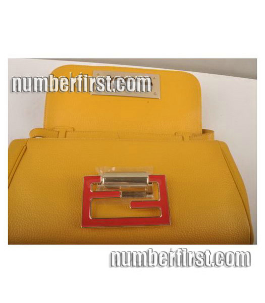 Fendi Flap Calfskin Leather Small Shoulder Bag Yellow-5