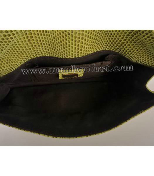 Fendi Flap Clutch Bag Snake Veins Leather Green-5