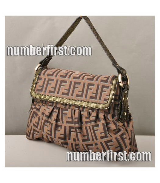 Fendi Forever Chef Zucca Logo Jacquard Bag F Fabric with Gold Grain Leather -1