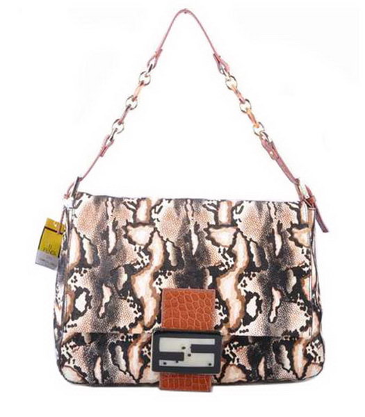 Fendi Forever Mama Shoulder Bag White Python With Horsehair Leather