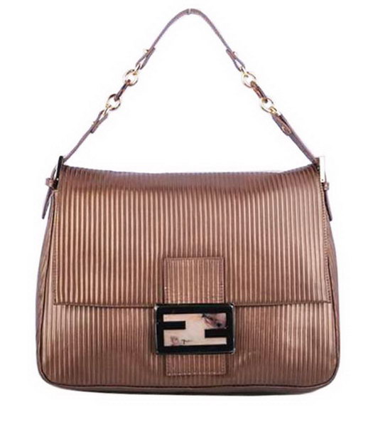 Fendi Forever Mama Shoulder Bag With Coffee Stripe Leather