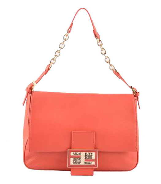 Fendi Forever Mama Shoulder Bag With Watermelon Red Ferrari Leather