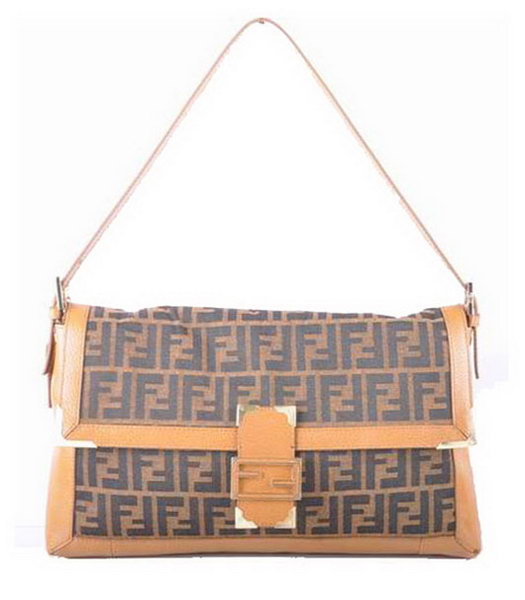 Fendi Forever Mamma Baguette Bag F Fabric with Earth Yellow Caviar Leather