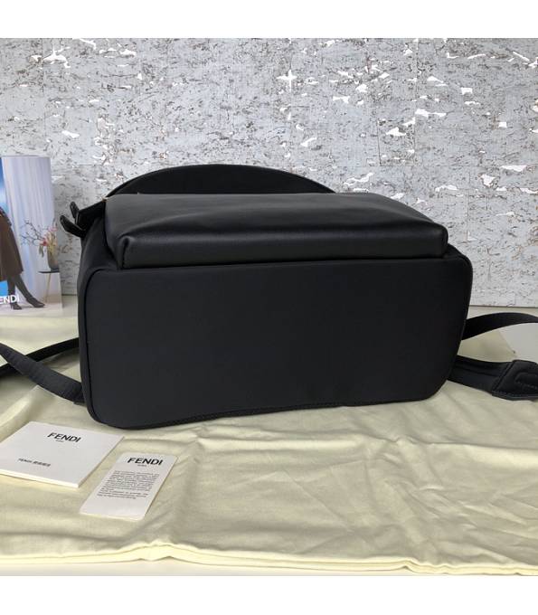 Fendi Golden Metal Eye Black Nylon With Original Leather Backpack-3
