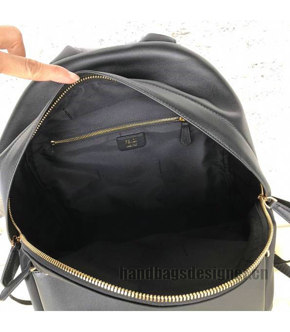 Fendi Golden Metal Eye Black Nylon With Original Leather Backpack-4