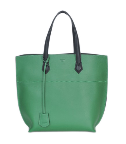 Fendi Green Original Leather Shopping Tote Bag
