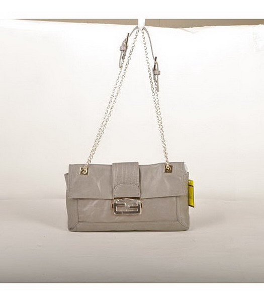 Fendi Grey Oil Leather Chain Bag