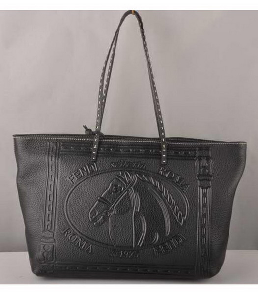 Fendi Horse Head Should Bag in Black Leather