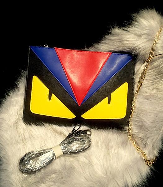 Fendi Hot-sale Fashion Monster Clutch Black/Red Leather