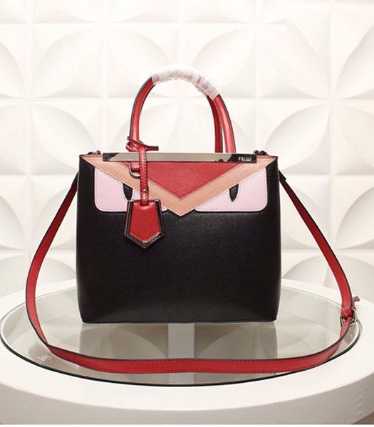 Fendi Hot-sale Monster Black&Red Leather Top Handle Bag