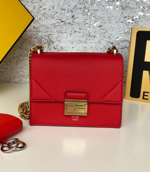 Fendi Kan U Red Original Leather 19cm Small Shoulder Bag