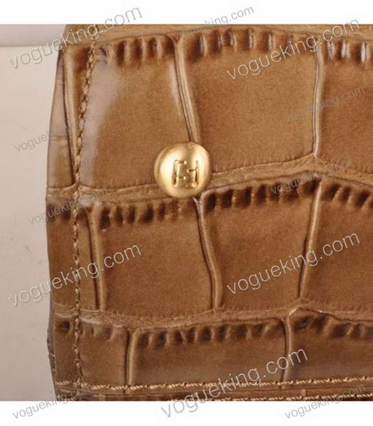 Fendi Khaki Croc Leather With Ferrari Leather Tote Bag-4