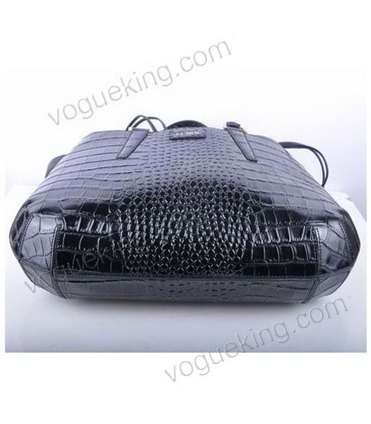 Fendi Large Black Croc Veins Leather Tote Bag-3