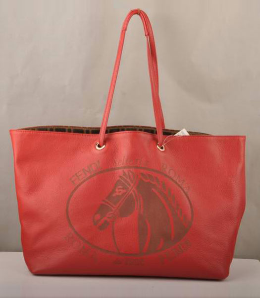 Fendi Large Lichee Grain Leather handbag Red