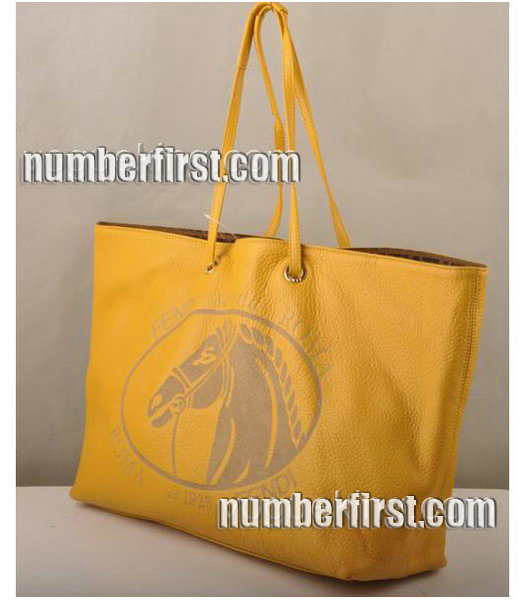 Fendi Large Lichee Grain Leather handbag Yellow-2