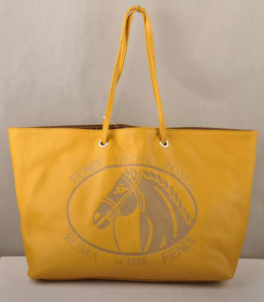 Fendi Large Lichee Grain Leather handbag Yellow