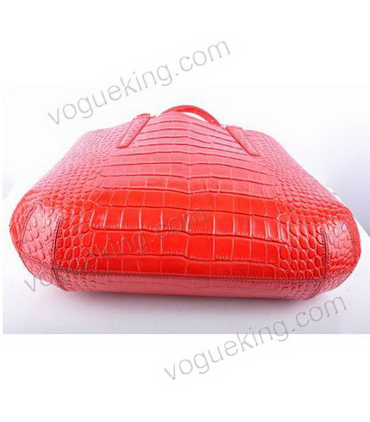 Fendi Large Red Croc Veins Leather Tote Bag-3