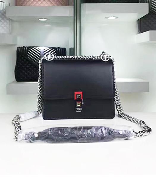 Fendi Latest Black Leather Chains Shoulder Bag