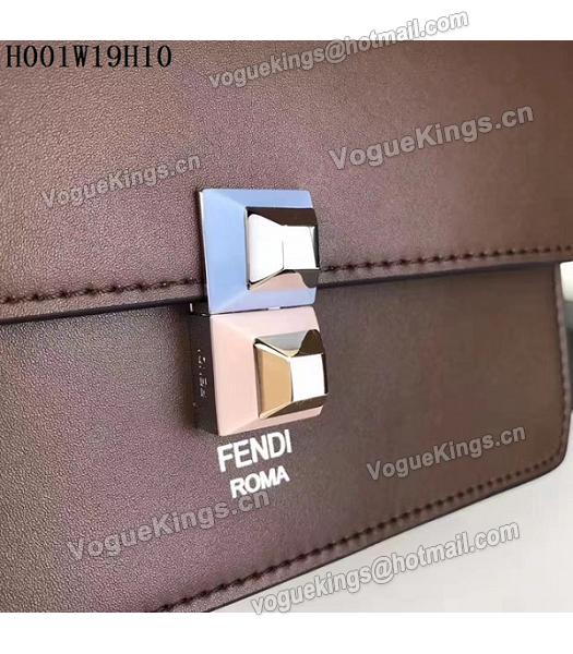 Fendi Latest Coffee Leather Chains Shoulder Bag-3