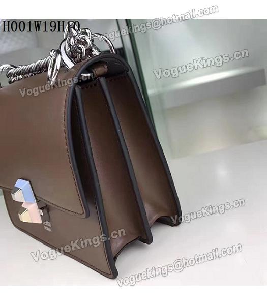 Fendi Latest Coffee Leather Chains Shoulder Bag-4