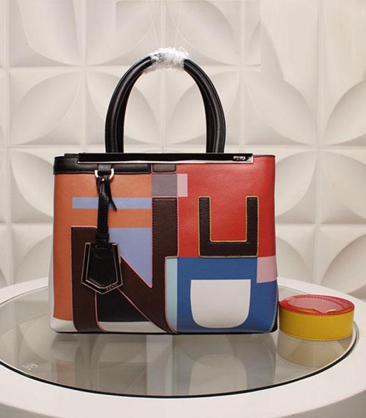 Fendi Latest Design Colorful Leather Top Handle Bag Brown