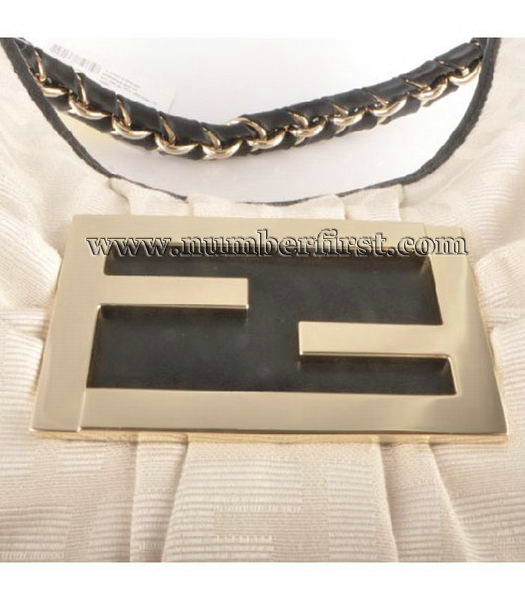 Fendi Leather F Canvas Tote Shoulder Bag with Black Oil Leather Trim-4
