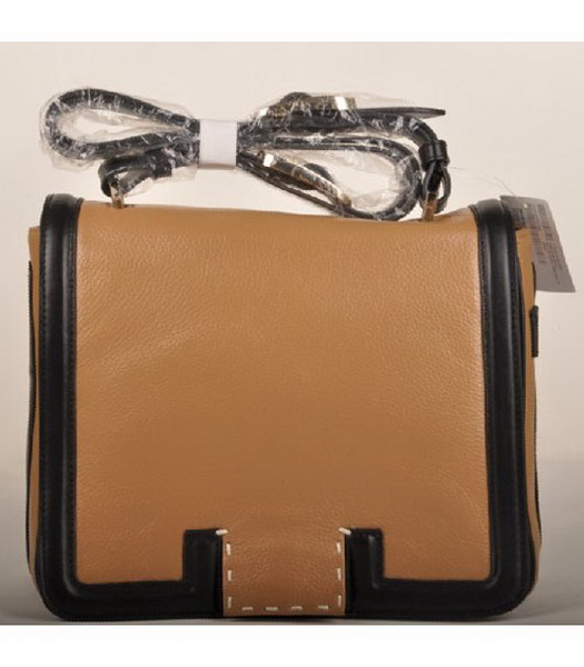Fendi Leather Messenger Bag Apricot with Black