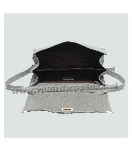 Fendi Leather Messenger Bag Grey Ostrich Veins-4