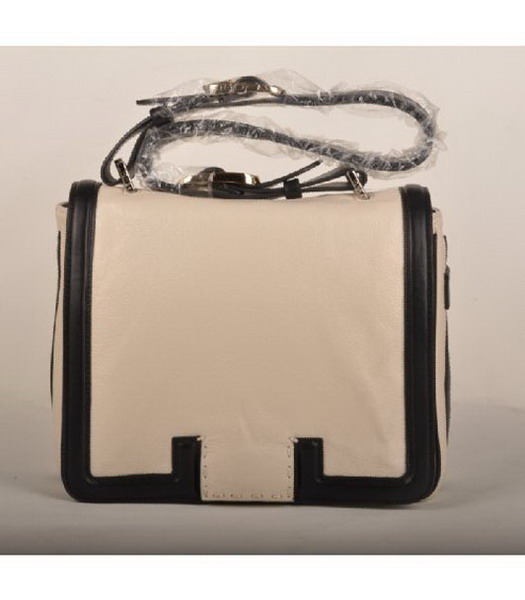 Fendi Leather Messenger Bag Offwhite with Black