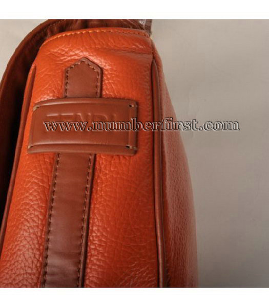 Fendi Leather Messenger Bag Orange with Earth Yellow -4