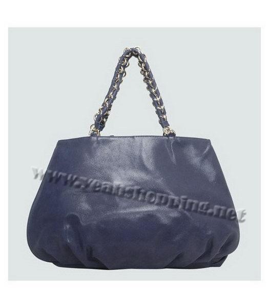 Fendi Leather Tote Bag Blue with Blue Tassel-2