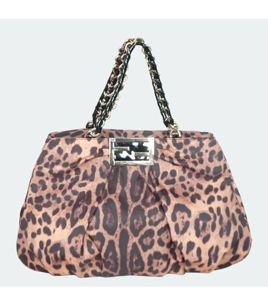 Fendi Leopard Pattern Mia Chain Bag Coffee
