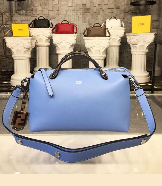 Fendi Light Blue Original Leather 28cm FF Handle Medium By The Way Bag
