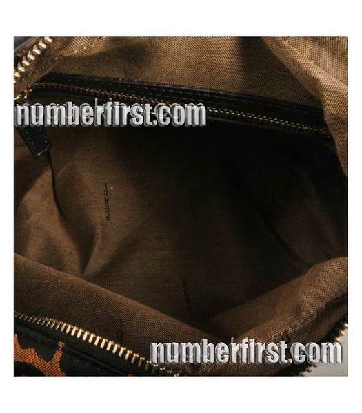 Fendi Logo Hobo Bag Leopard Print Fabric with Black Leather Trim -5