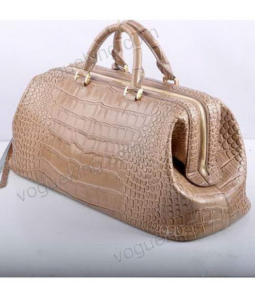 Fendi Long Frame Tote Bag With Apricot Croc Veins Leather-1