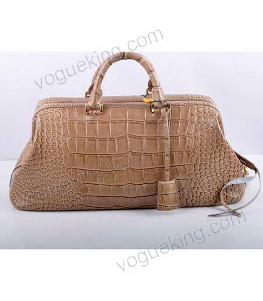 Fendi Long Frame Tote Bag With Apricot Croc Veins Leather-2
