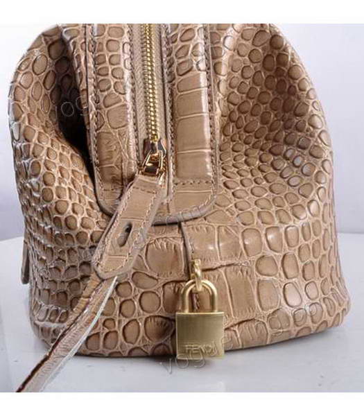 Fendi Long Frame Tote Bag With Apricot Croc Veins Leather-5