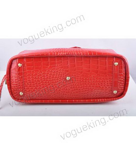 Fendi Long Frame Tote Bag With Red Croc Veins Leather-3