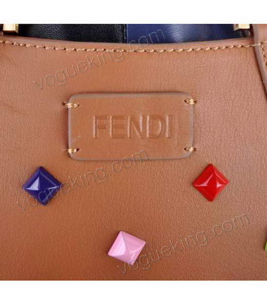 Fendi Medium Apricot Jeweled Multicolor Leather Tote Bag-5