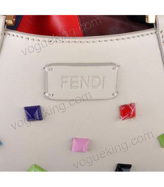 Fendi Medium Offwhite Jeweled Multicolor Leather Tote Bag-5