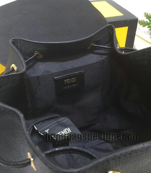 Fendi Metal Handle Black Calfskin Leather Backpack-2