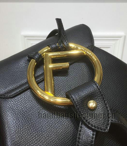 Fendi Metal Handle Black Calfskin Leather Backpack-3