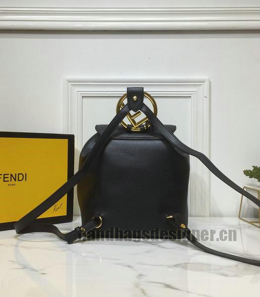 Fendi Metal Handle Black Calfskin Leather Backpack-5