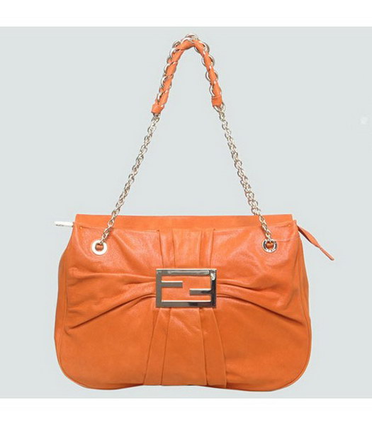 Fendi Mia Zucca Leather Shoulder Bag Orange