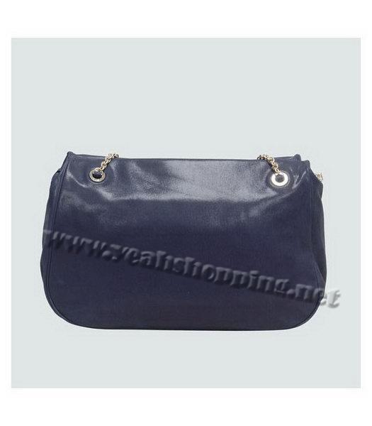 Fendi Mia Zucca Logo Leather Shoulder Bag Blue Leather-2