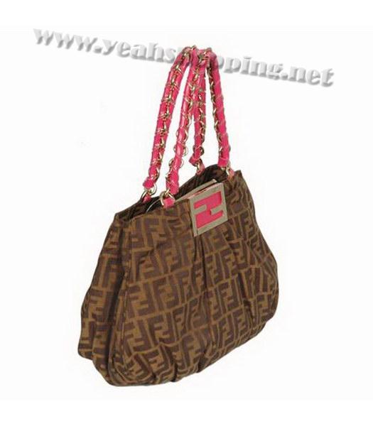 Fendi Middle Mia Coffee&Red Handbag-1